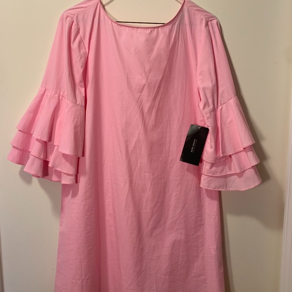 ZARA Round Neck Dress with 3/4 Frilled Sleeves - Picture 1 of 4